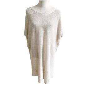 Tart Linen Blend Tunic Tan Scoop Neck Open Knit Size 3X Lagenlook Minamalist